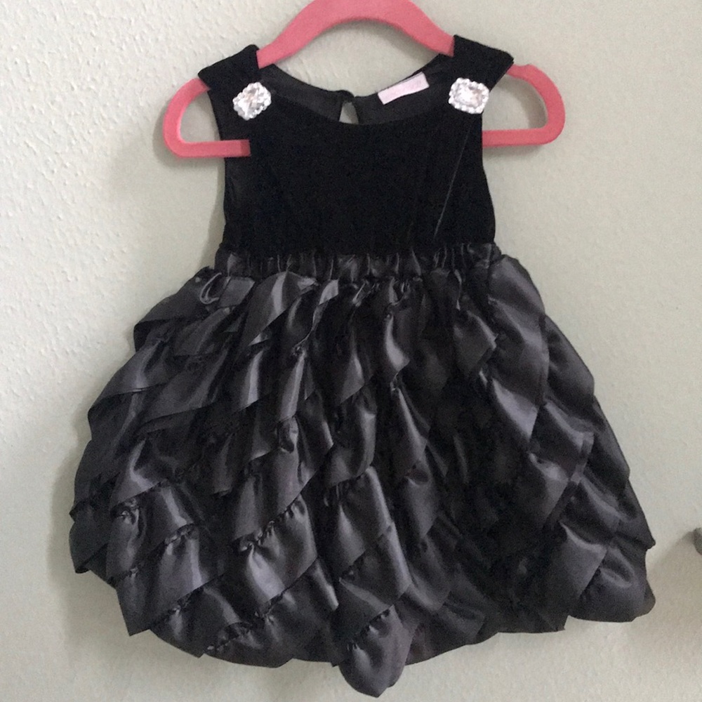 Girls CachCach 18m Black Velvet & Satin Dress